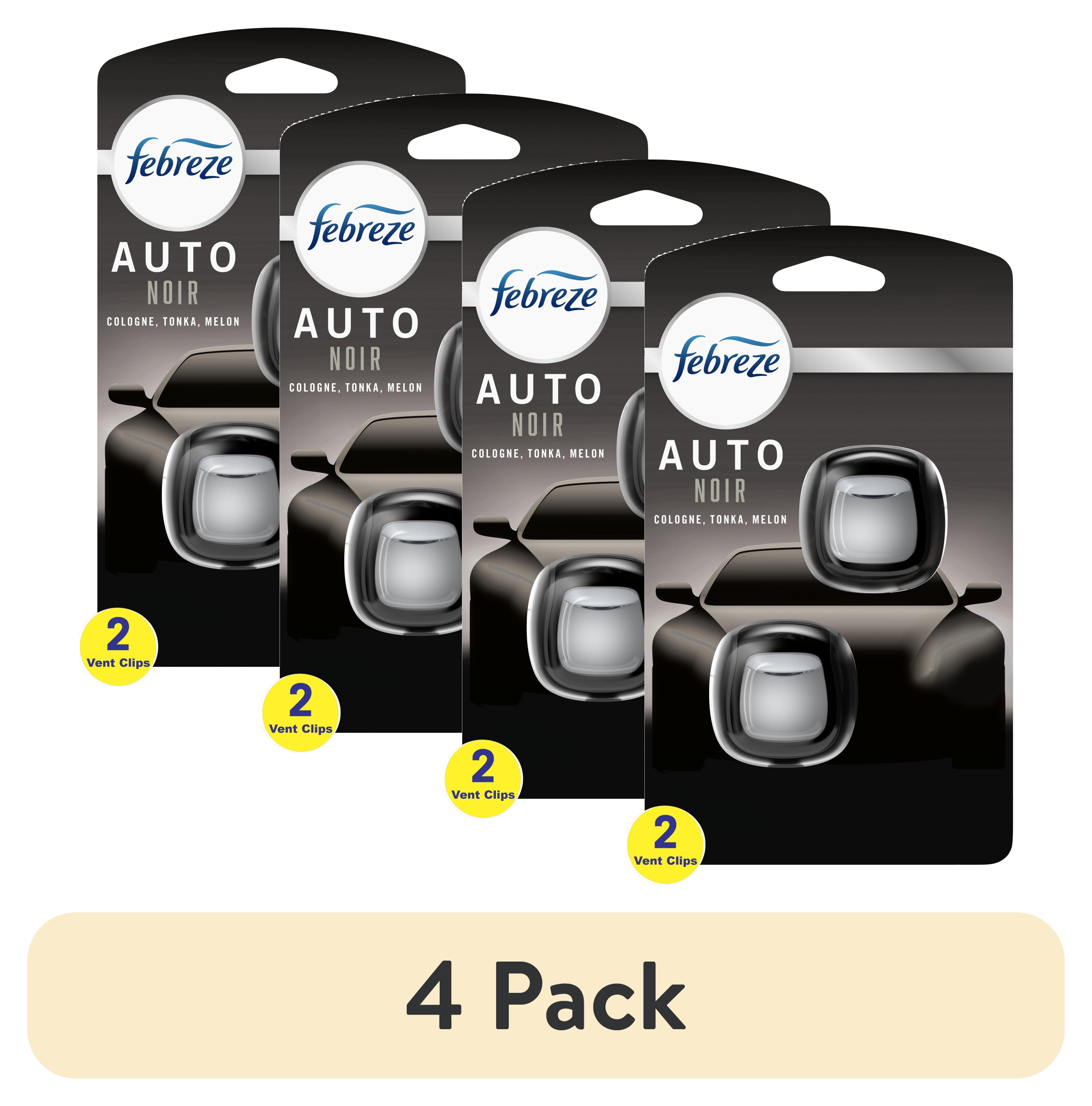 (4 pack) Febreze AUTO Car Air Freshener, Odor-Fighting Car Vent Clip, Noir, 2 Count
