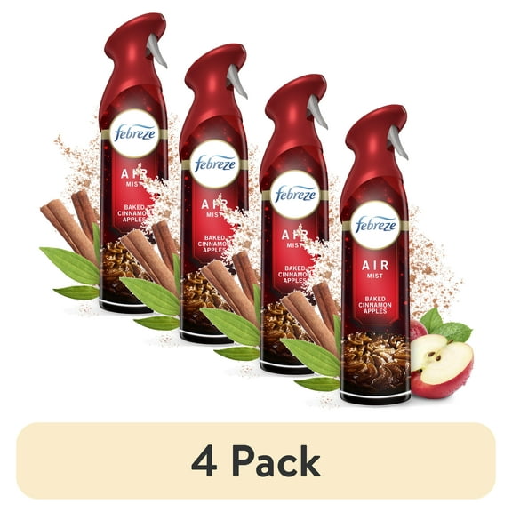 (4 pack) Febreze Air Mist Odor-Fighting Air Freshener Baked Cinnamon Apples, 8.8 oz. Aerosol Can