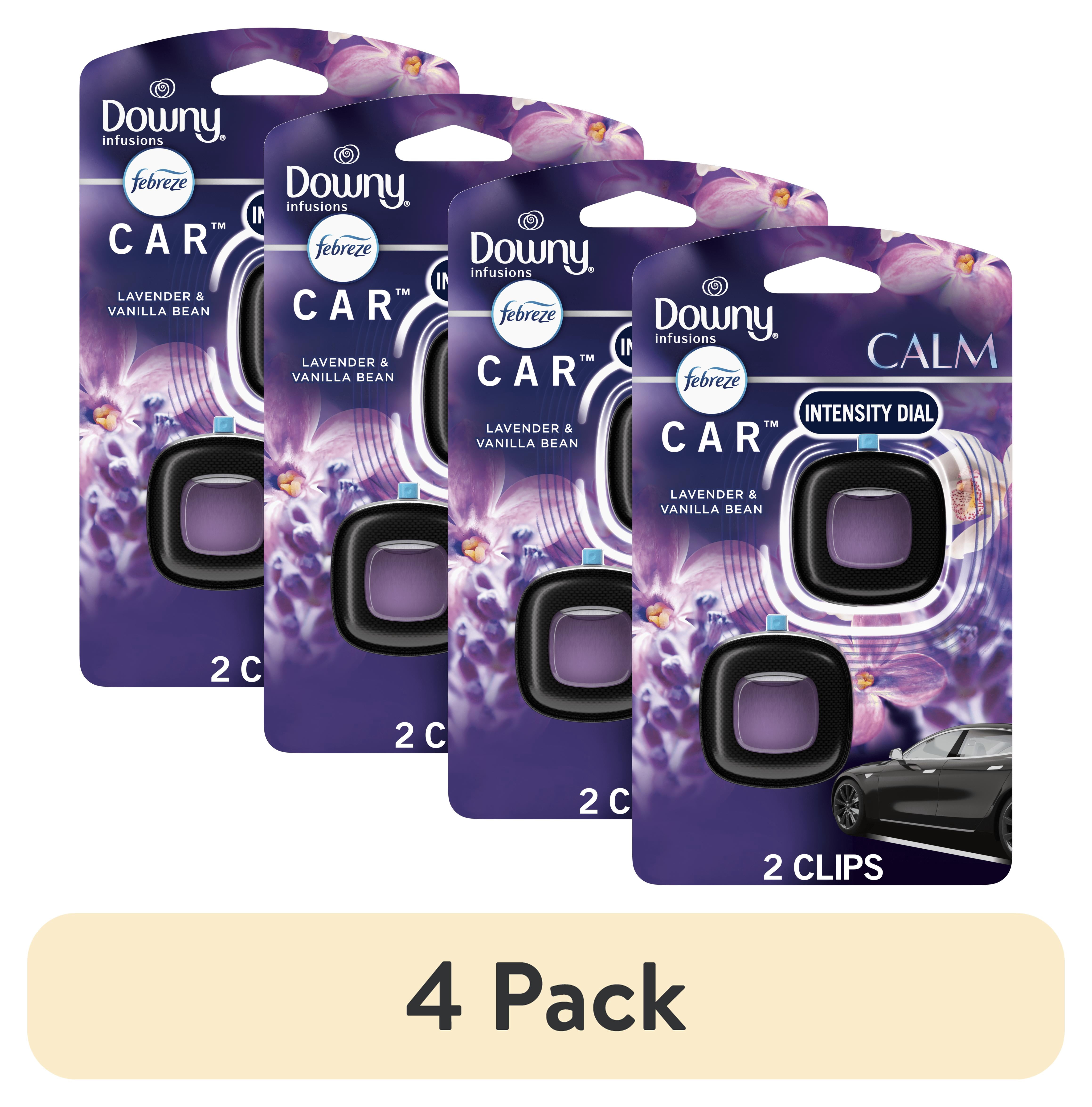 (4 pack) Febreze Odor Eliminating Car Air Freshener, Lavender & Vanilla Bean, 0.7 fl oz, 2 Count