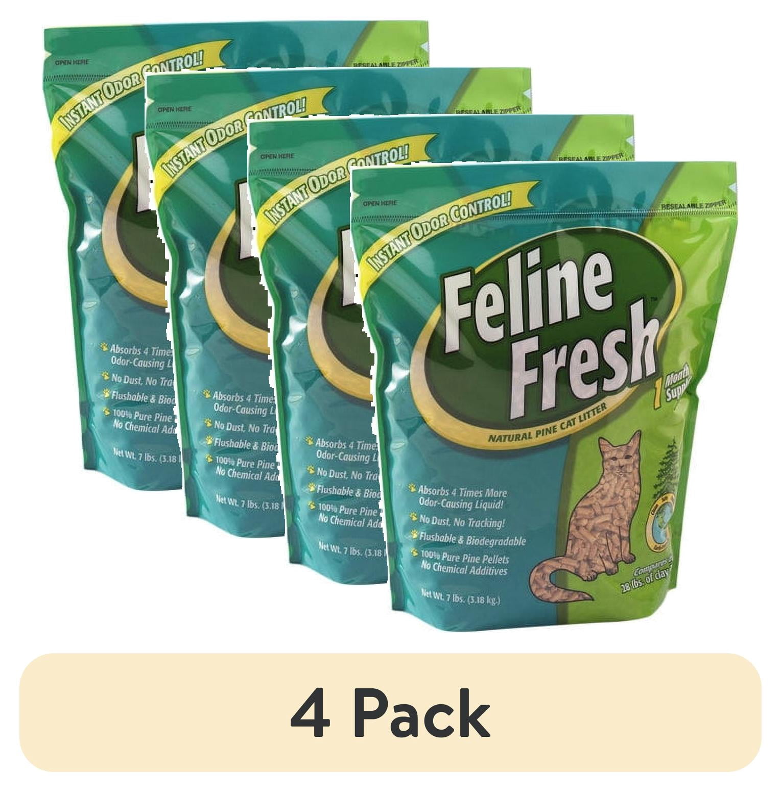 (4 pack) Feline Fresh Natural Pine Cat Litter, 7-lb
