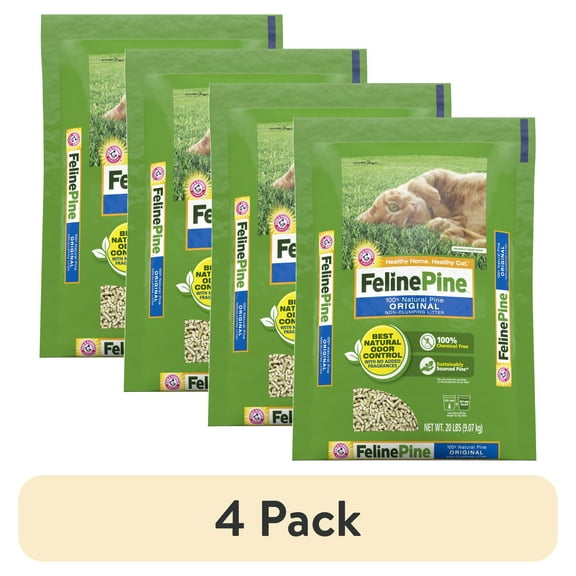 (4 pack) Feline Pine Original 100% Natural Cat Litter, 20 lb