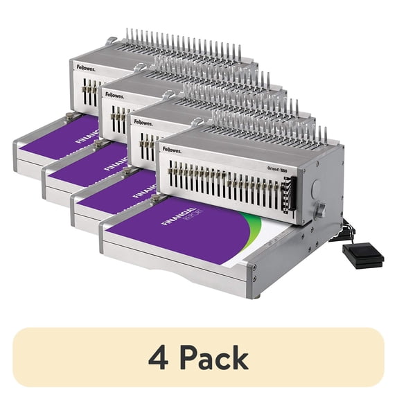 (4 pack) Fellowes Orion E 500 Electric Comb Binding Machine 9.8" x 15.8" x 19.8" - Silver
