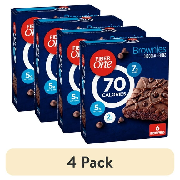 (4 pack) Fiber One 70 Calorie Brownies, Chocolate Fudge Snack Bars, 6 Ct, 5.34 oz