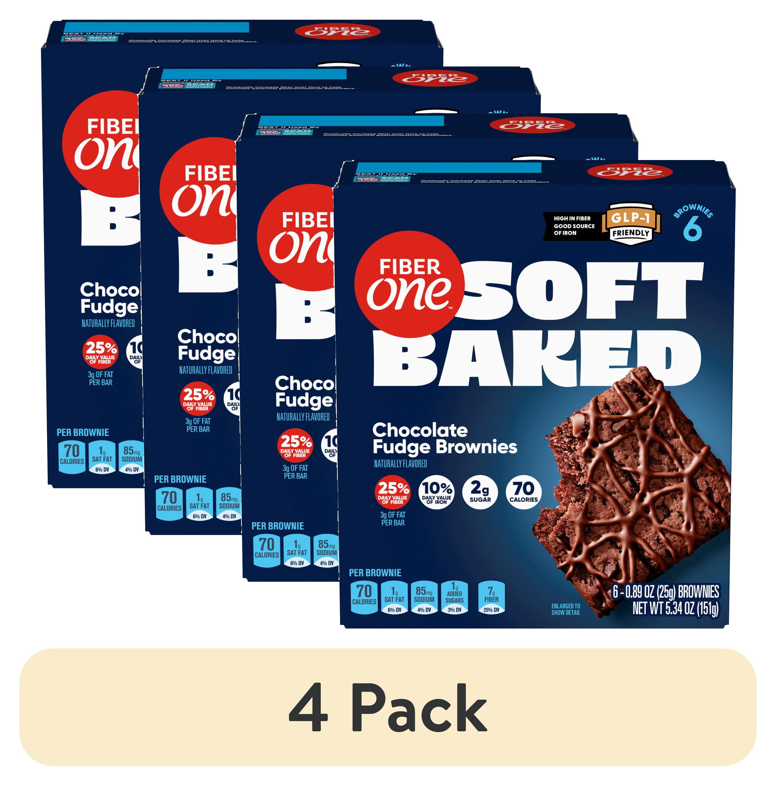 Fiber One Soft Baked Chocolate Fudge Brownies, Fiber Snacks, 6 Ct, 5.34 oz