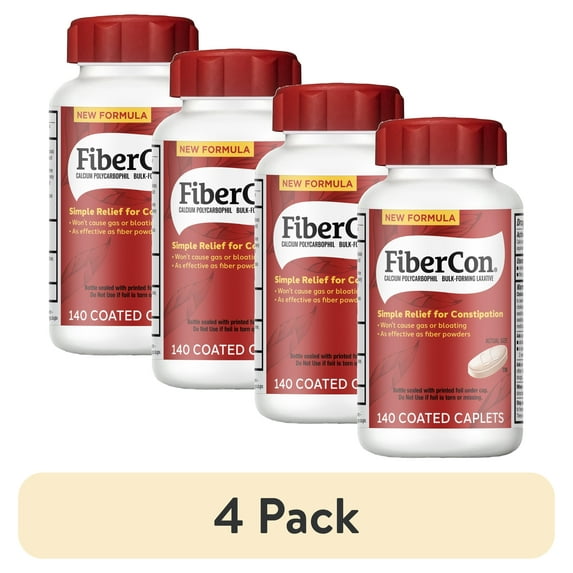 (4 pack) FiberCon Constipation Relief, 140 Caplets