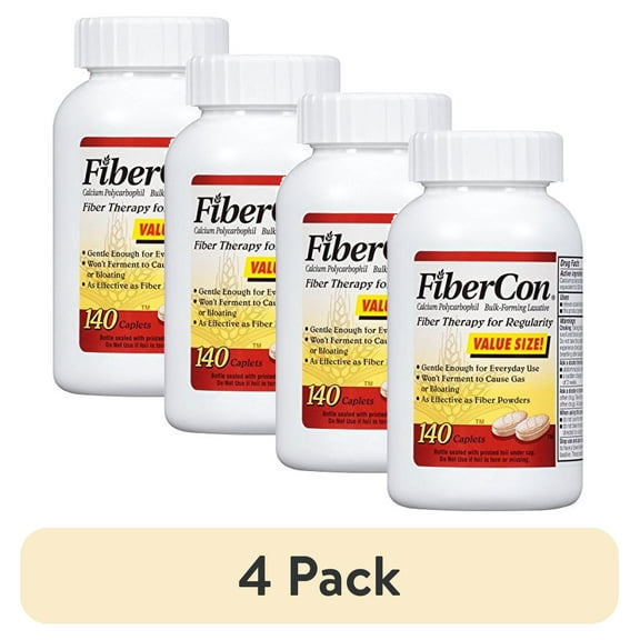 (4 pack) FiberCon Fiber Therapy for Regularity Supplement 140 Caplets