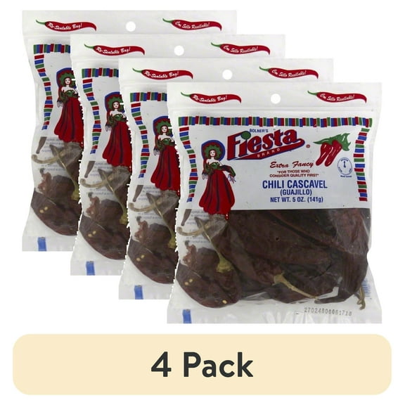 (4 pack) Fiesta Brand Chili Cascabel, 5 oz Bag