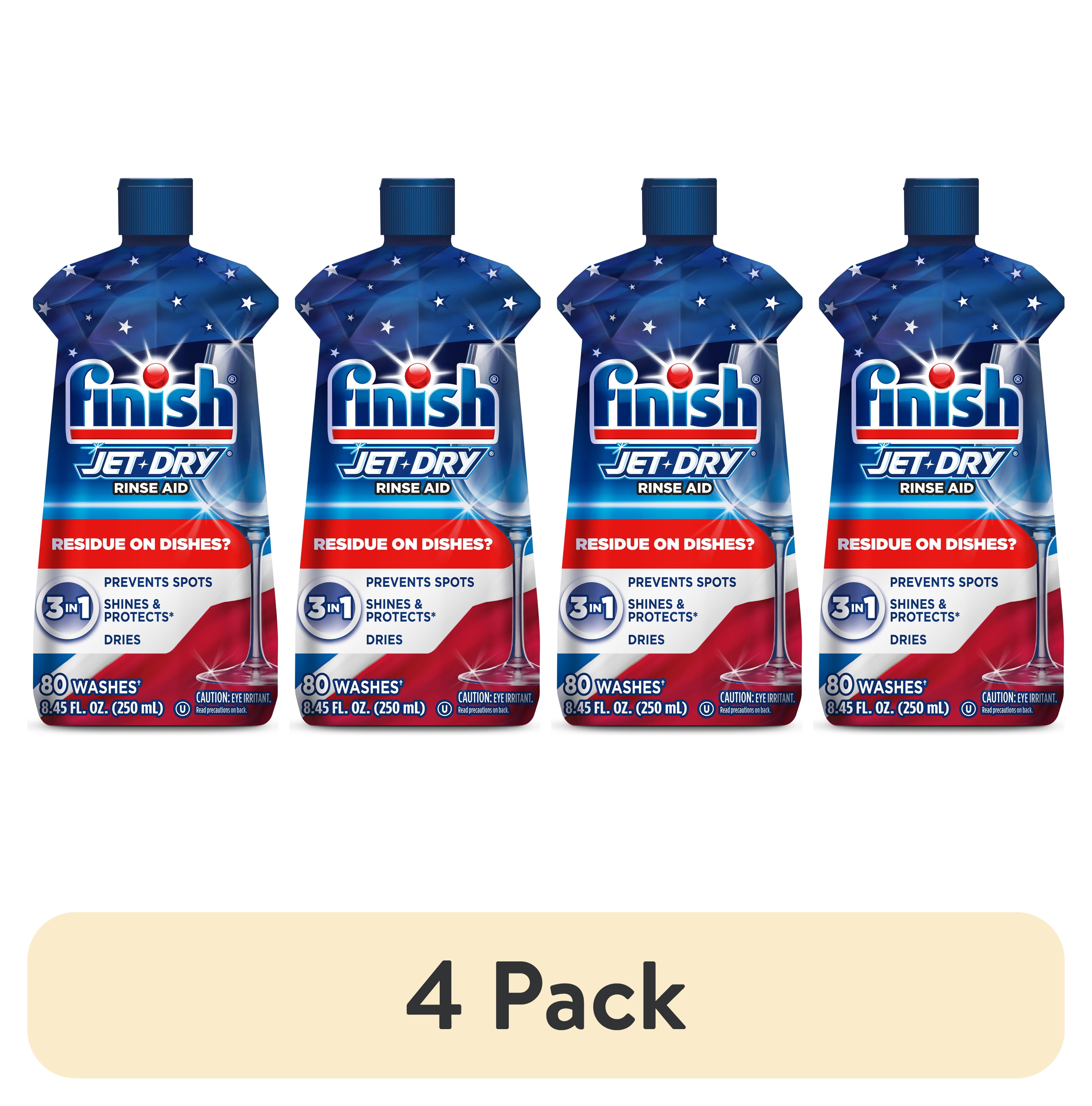 (4 pack) Finish Jet-Dry Rinse Aid, Dishwasher Rinse Agent and Drying Agent, 8.45 fl oz