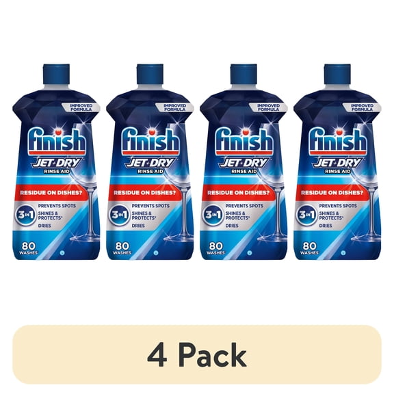 (4 pack) Finish Jet-Dry Rinse Aid, Dishwasher Rinse Agent and Drying Agent, 8.45 oz