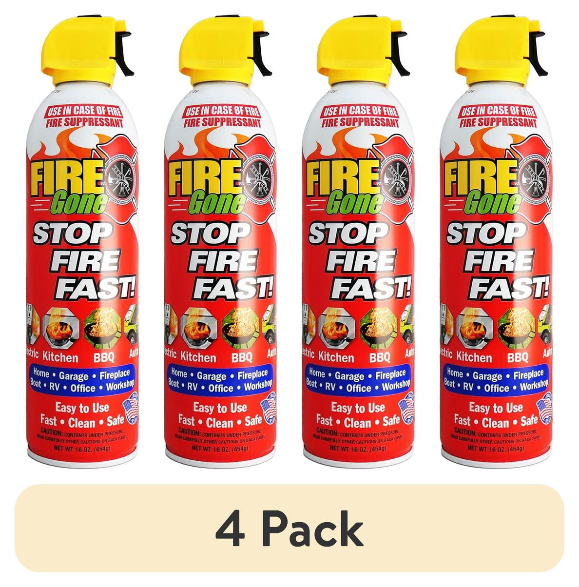 (4 pack) Fire Gone 16 oz Fire Extinguishing Spray - Aerosol Can -FFF-Foaming Agent -(Pack of 1) Cooking & Household