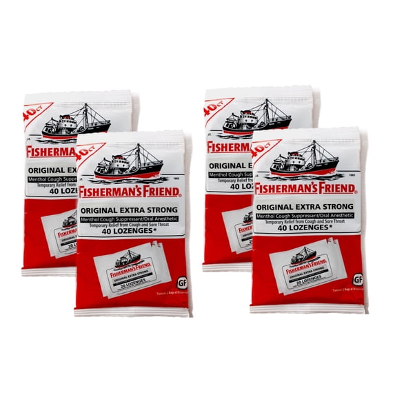 (4 pack) Fisherman's Friend Extra Strong Menthol Cough Suppressant Lozenges, 40 Ct