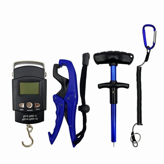4 pack Fishing Tools Set Fishing Pliers Fish Lip Gripper Handheld Digital Fish Scale Fishing Knot Tying Tool with Retractors Fishing