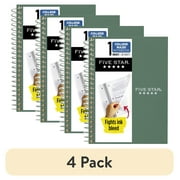 (4 pack) Five Star Personal College Ruled Notebook, 4.5" x 7", Seaglass Green, Poly, Spiral, 80 Sheets