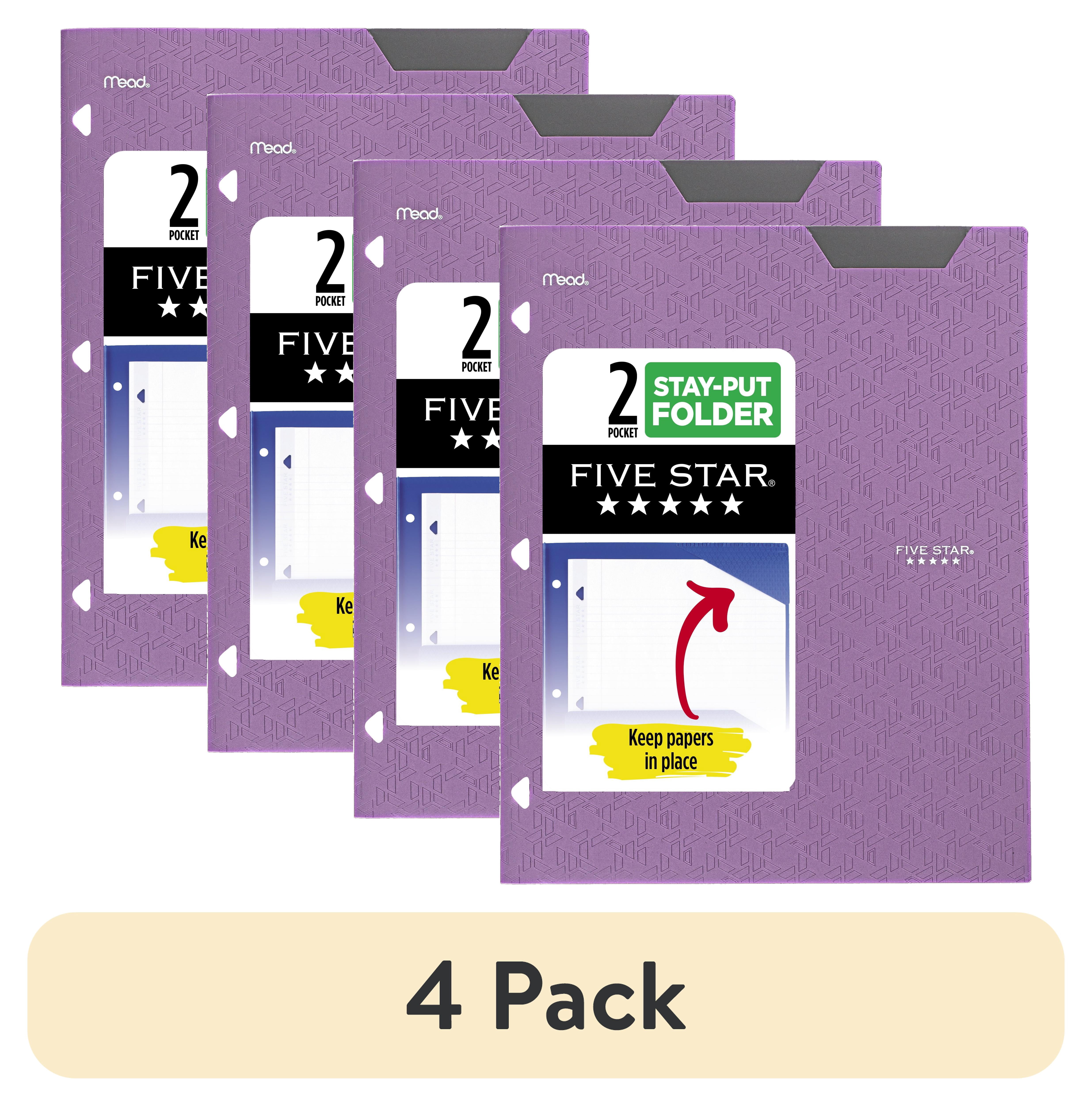 (4 pack) Five Star 2-Pocket Stay-Put Plastic Folder, Amethyst Purple