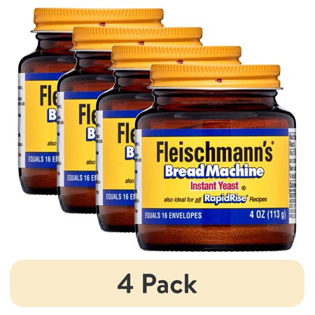 (4 pack) Fleischmann's Classic Bread Machine Instant Yeast 4 oz Jar.