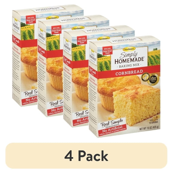 (4 pack) Fleischmann's Simply Homemade Corn Bread Baking Mix, 15 oz pack of 2