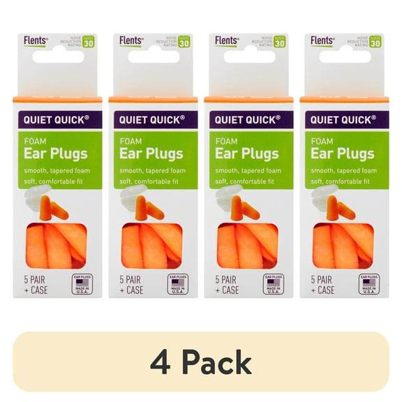 (4 pack) Flents Quiet Foam Ear Plugs, 5 Count