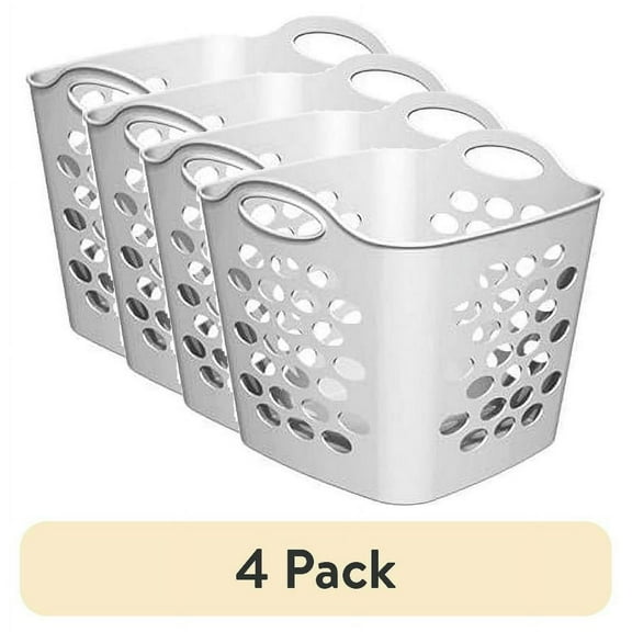 (4 pack) Flexible Square Dot Laundry Basket, White