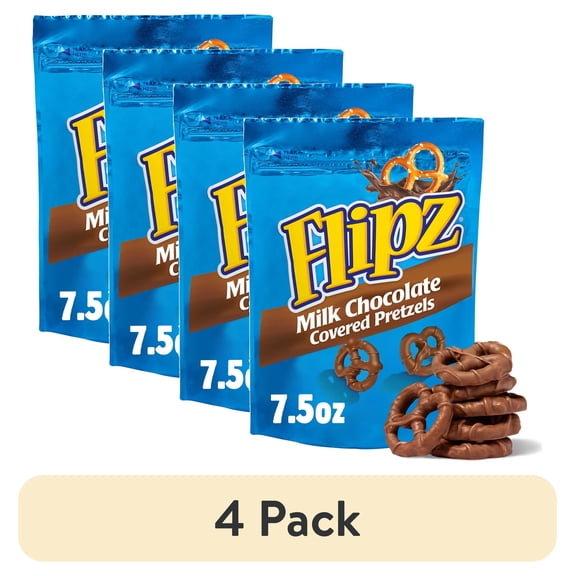 (4 pack) Flipz Milk Chocolate Covered Pretzels, 7.5 oz