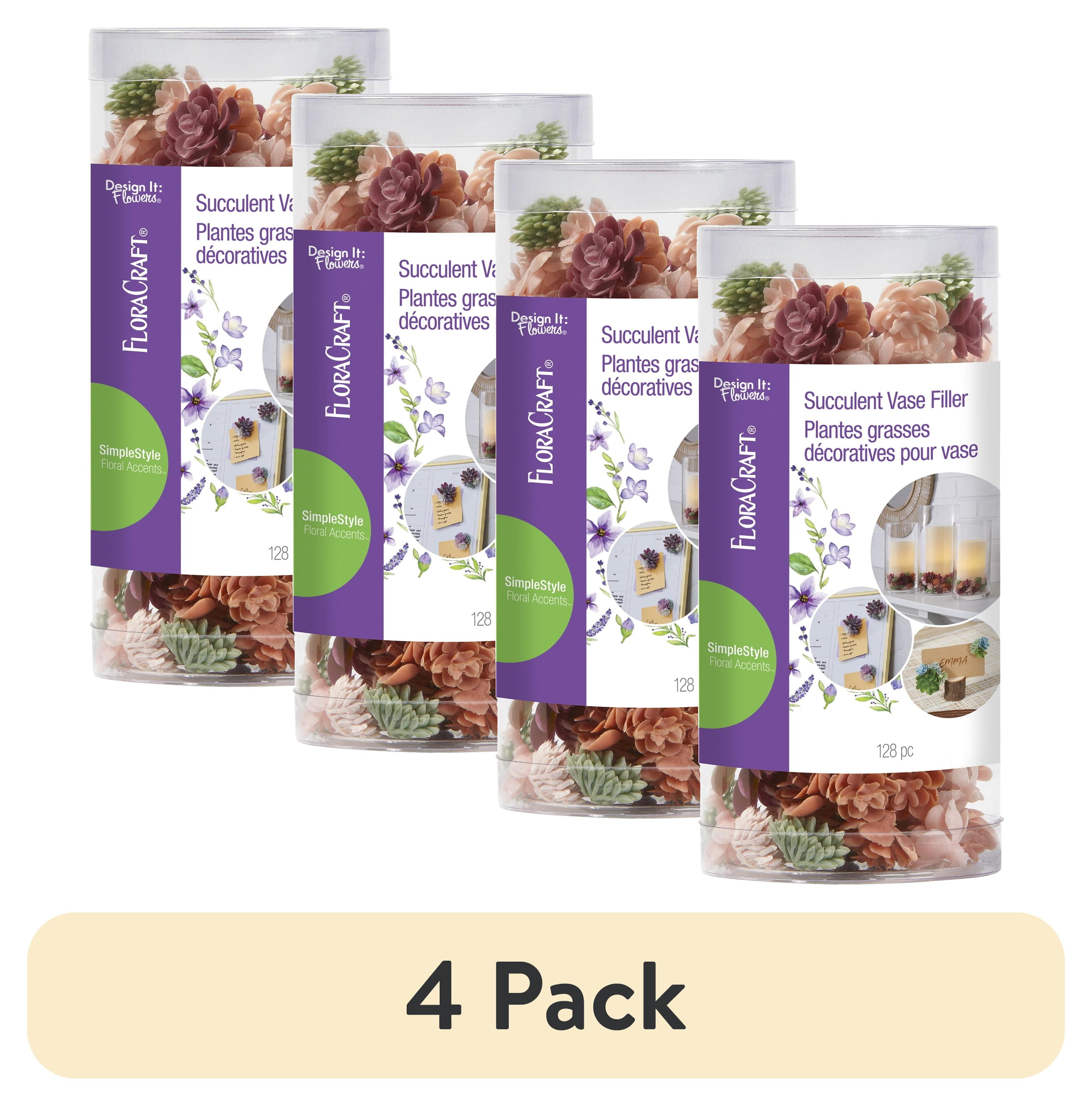 (4 pack) FloraCraft Artificial Succulent Vase Filler 2.8 Ounce Assorted Red