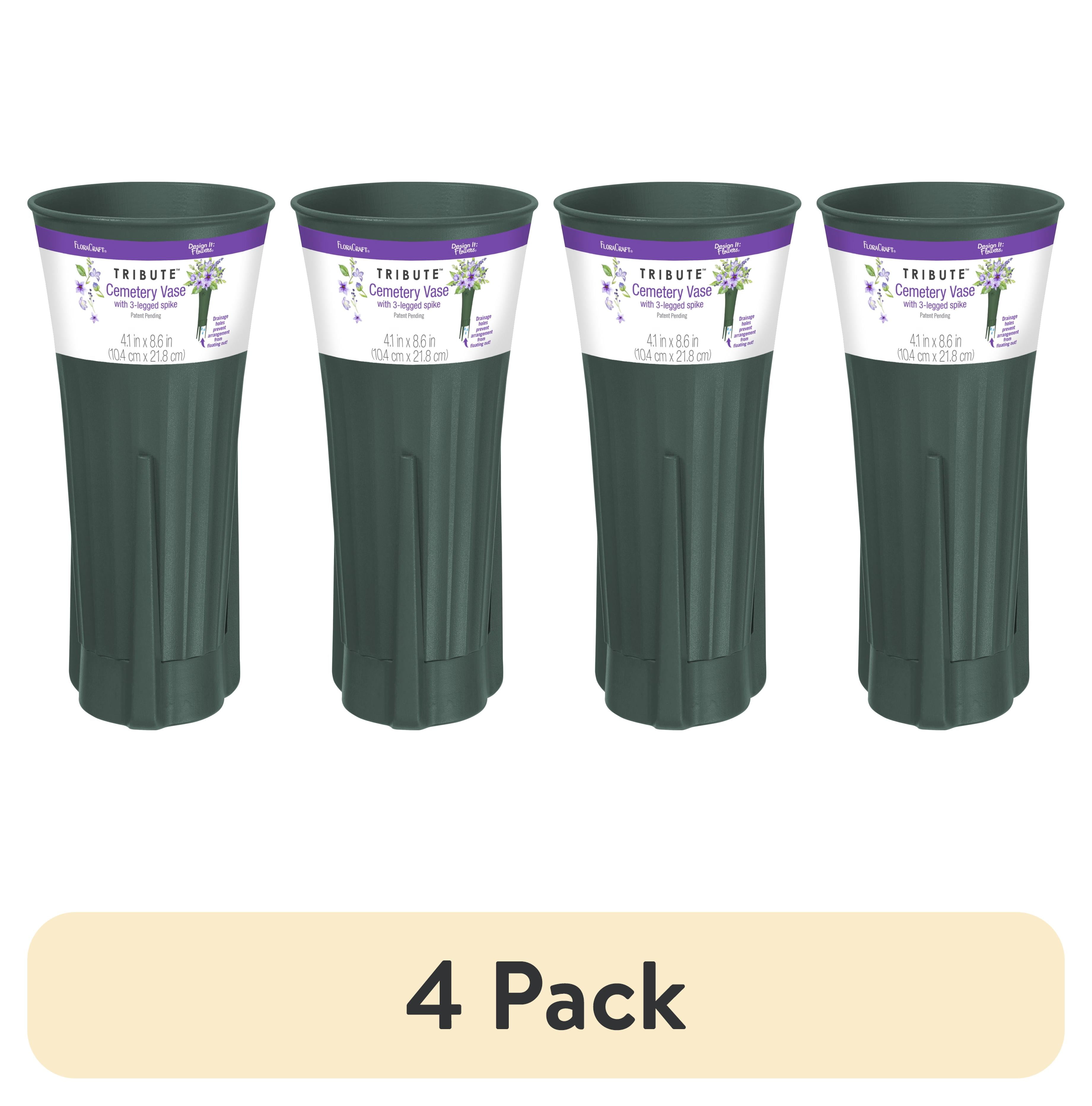 4 pack) FloraCraft Tribute Plastic Cemetery Vase With Removable 3