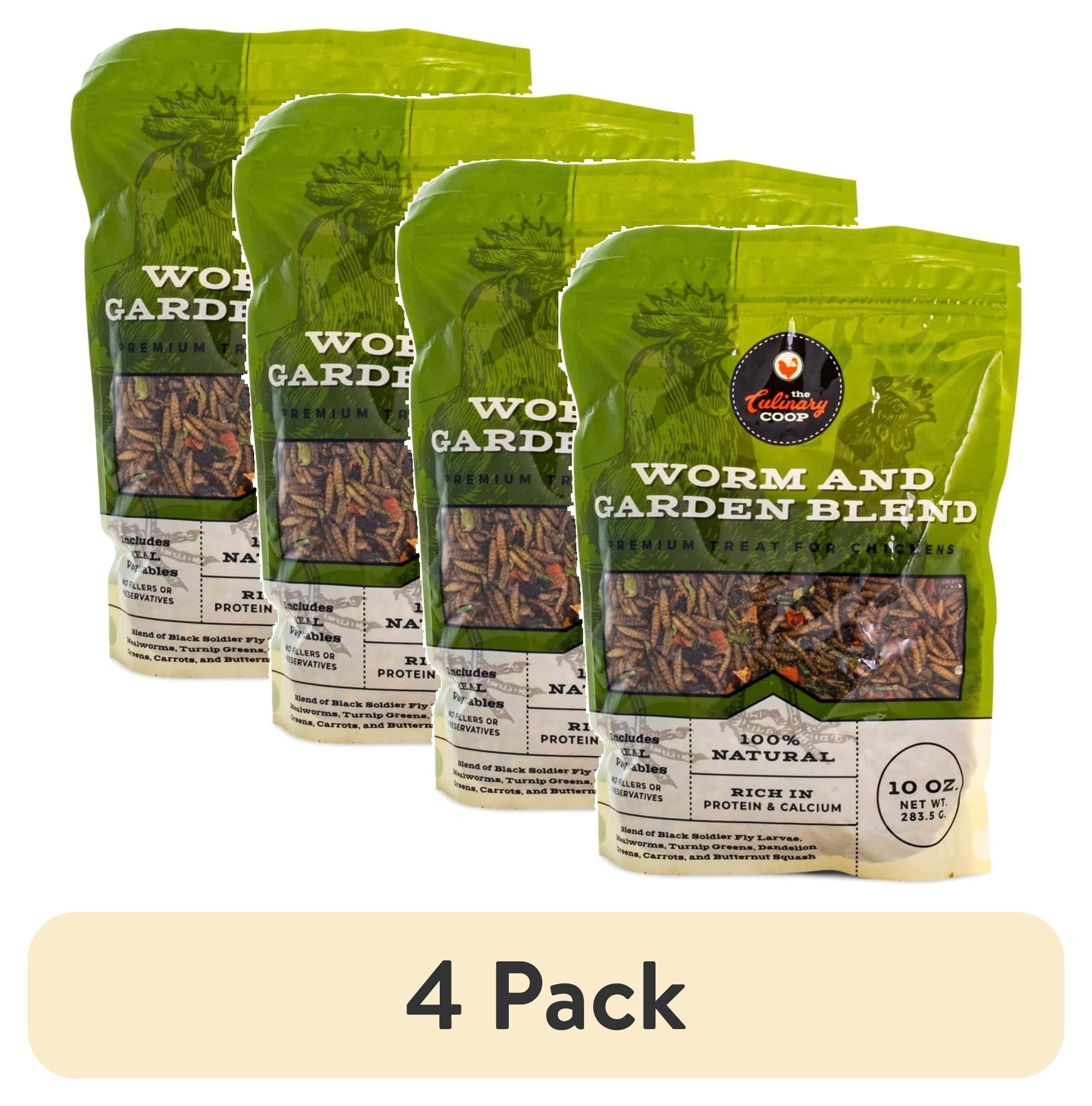 (4 pack) Fluker's The Culinary Coop Worm and Garden Mix, Premium Treats for Chickens, 10 oz Bag