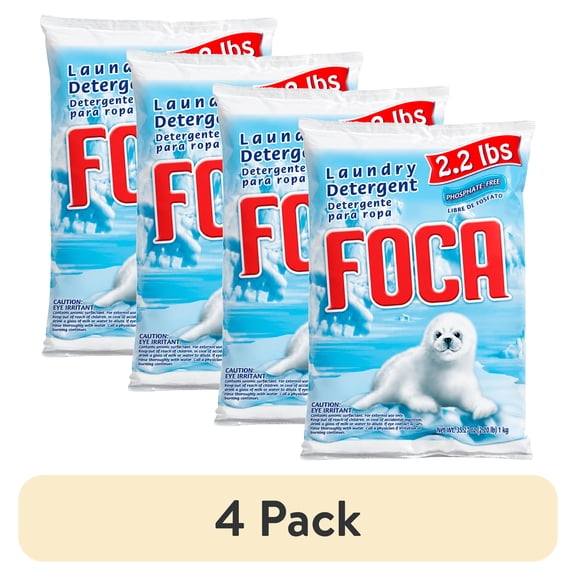 (4 pack) Foca Powder Laundry Detergent for Tough Stains, Enzyme Formula, 2.20 lbs
