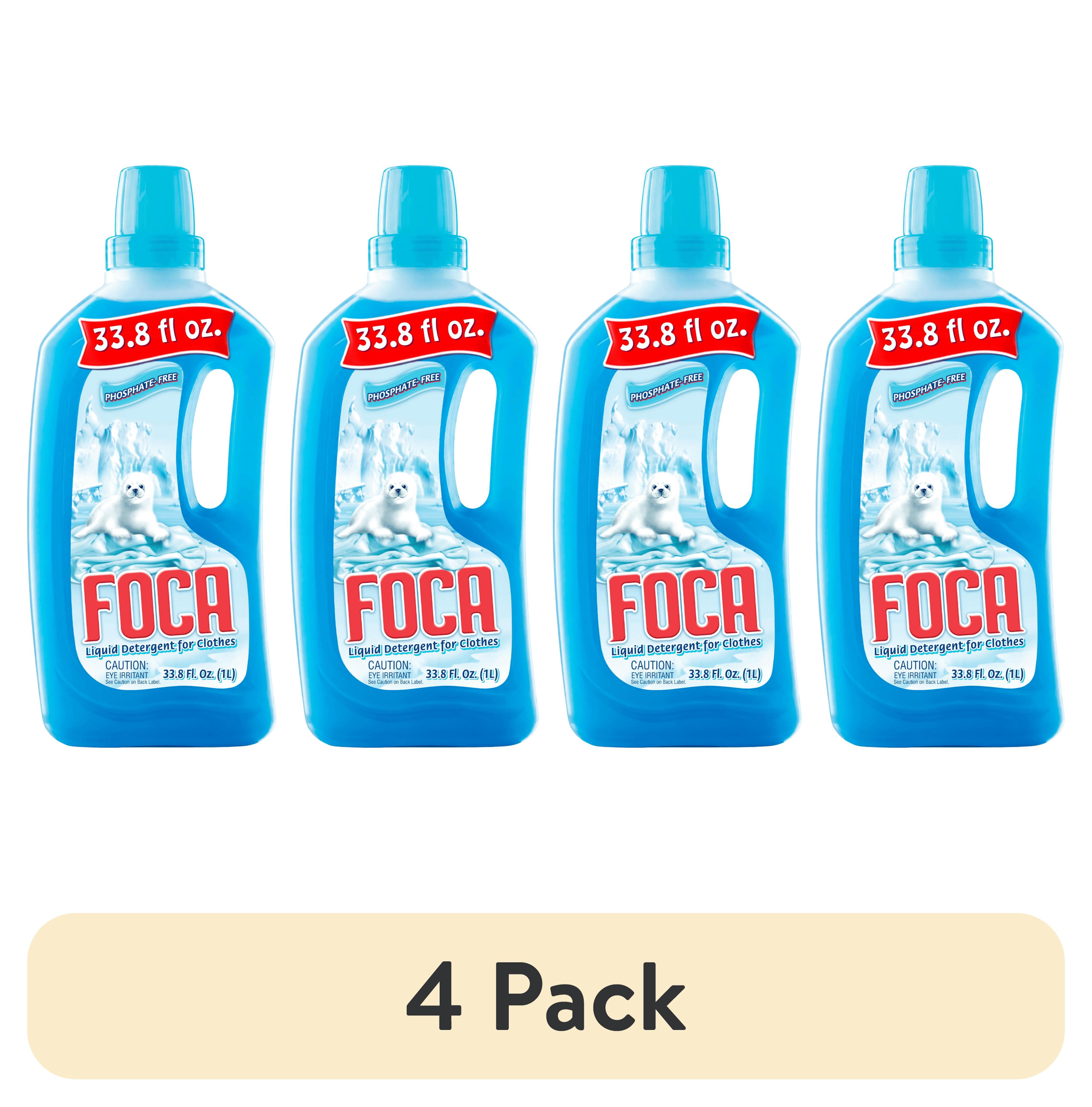 4 pack) Foca Liquid Laundry Detergent for Tough Stains, Enzyme