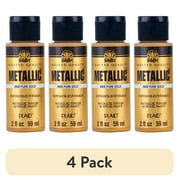 4 pack FolkArt Metallic Acrylic Craft Paint, Metallic Finish, Pure Gold, 2 fl oz