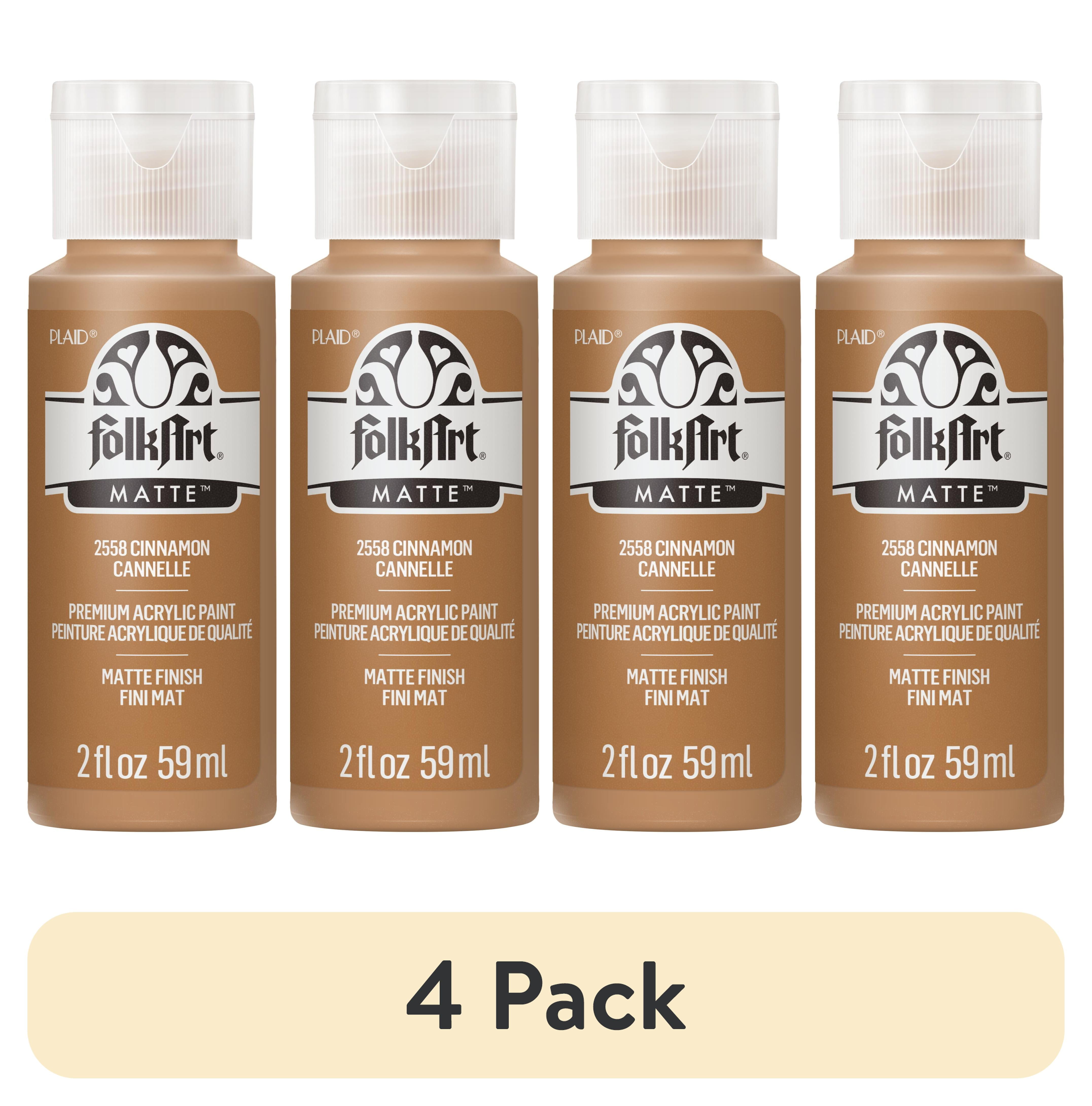 (4 pack) FolkArt Acrylic Craft Paint, Matte Finish, Cinnamon, 2 fl oz