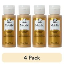 (4 pack) FolkArt Metallic Acrylic Craft Paint, Metallic Finish, Antique Gold, 2 fl oz