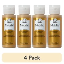 (4 pack) FolkArt Metallic Acrylic Craft Paint, Metallic Finish, Antique Gold, 2 fl oz