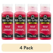 4 pack FolkArt Multi-Surface Acrylic Craft Paint, Satin Finish, Apple Red, 2 fl oz