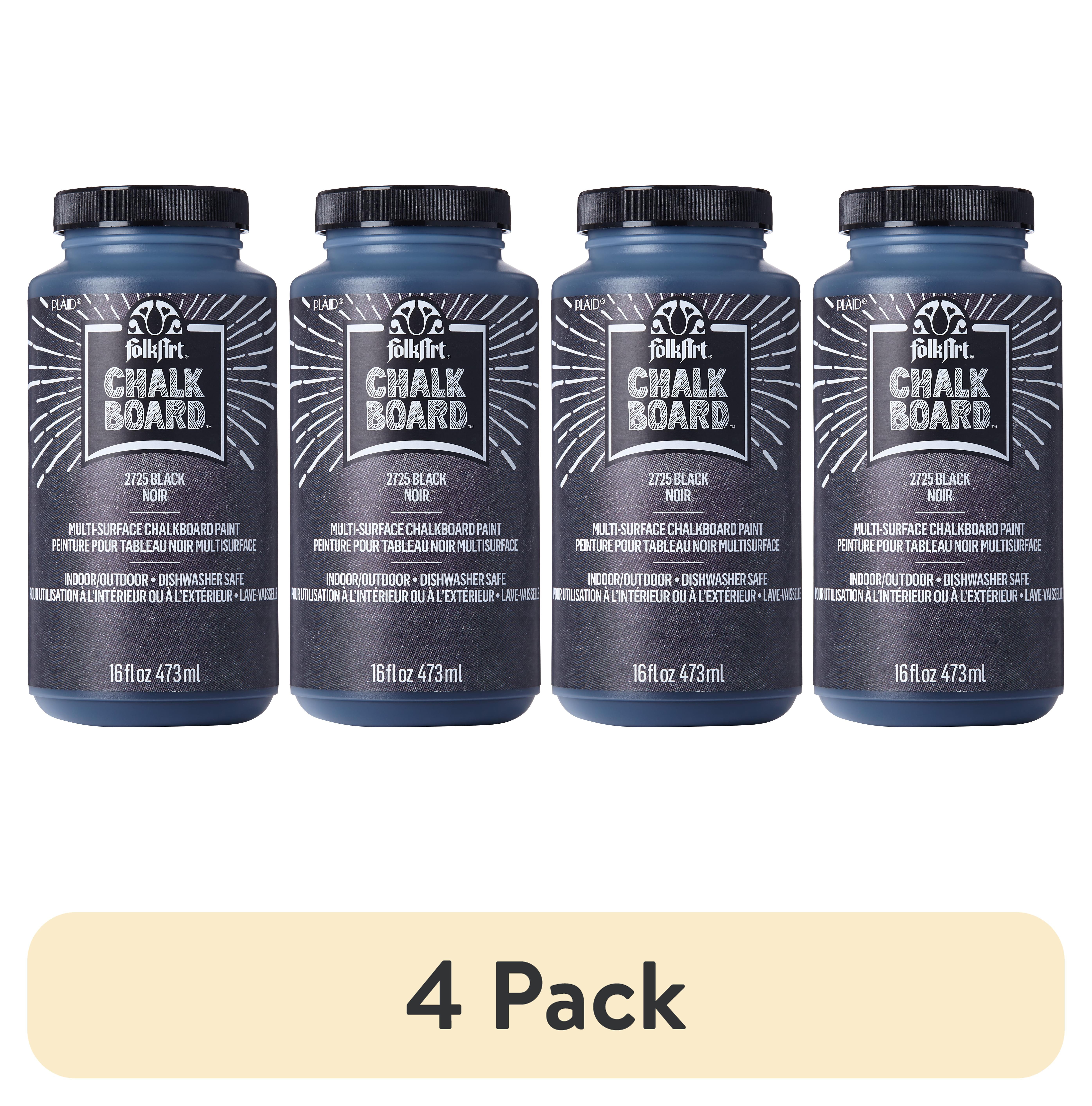 (4 pack) FolkArt Multi-Surface Chalk Paint, Matte Finish, Black, 16 fl oz