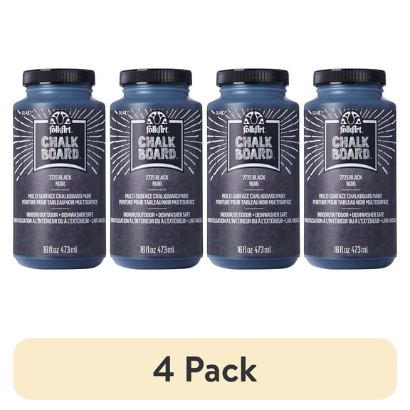 (4 pack) FolkArt Multi-Surface Chalk Paint, Matte Finish, Black, 16 fl oz