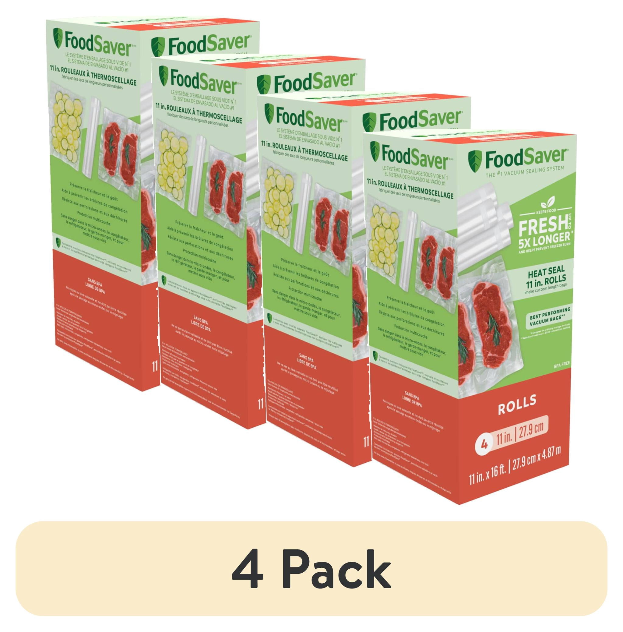 (4 pack) FoodSaver Heat Seal 11 in. Vacuum Seal Roll, 11" x 12', Clear, 4-Pack