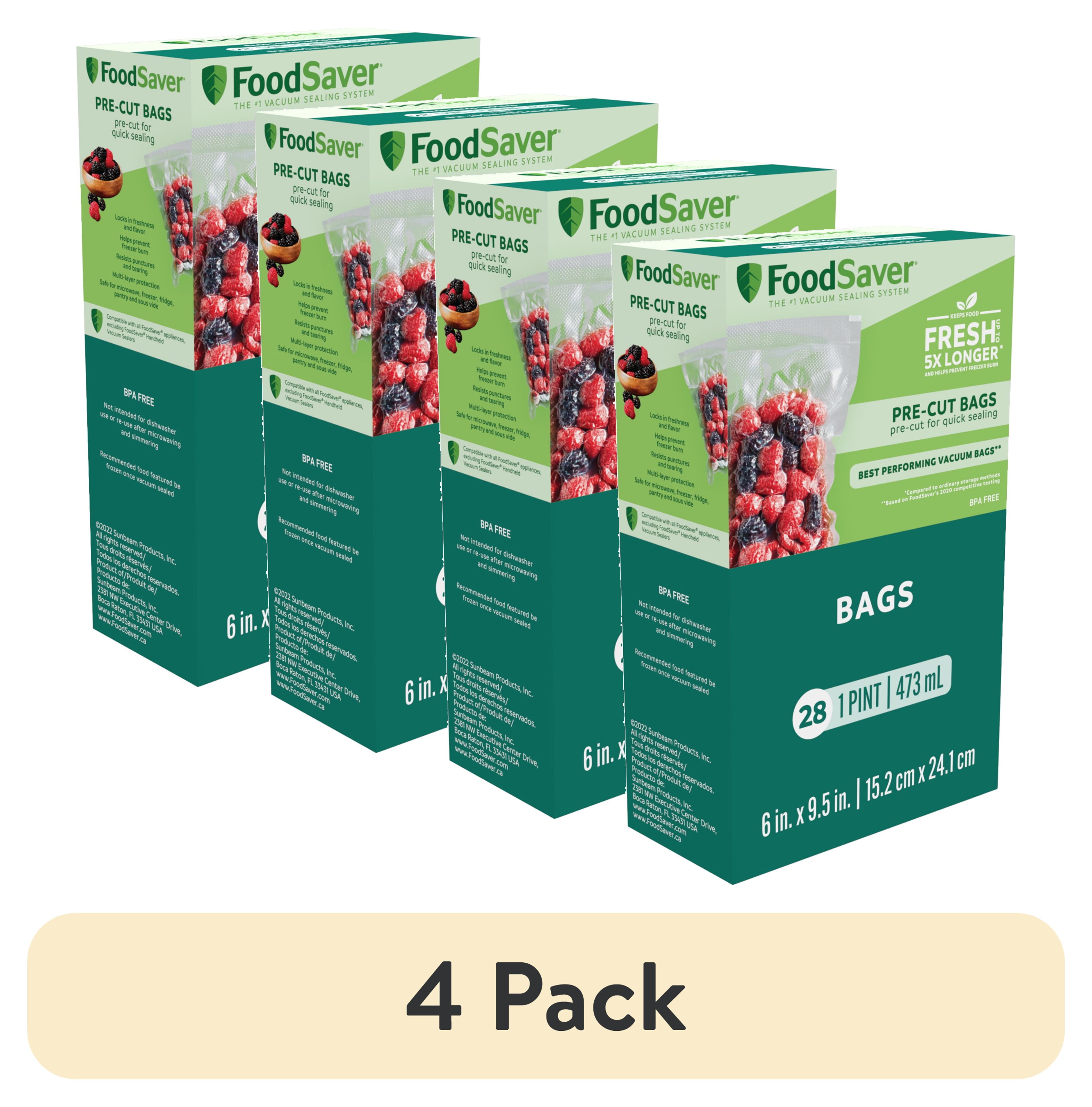 (4 pack) FoodSaver Pint-Size Vacuum-Seal Bags, 28 Count