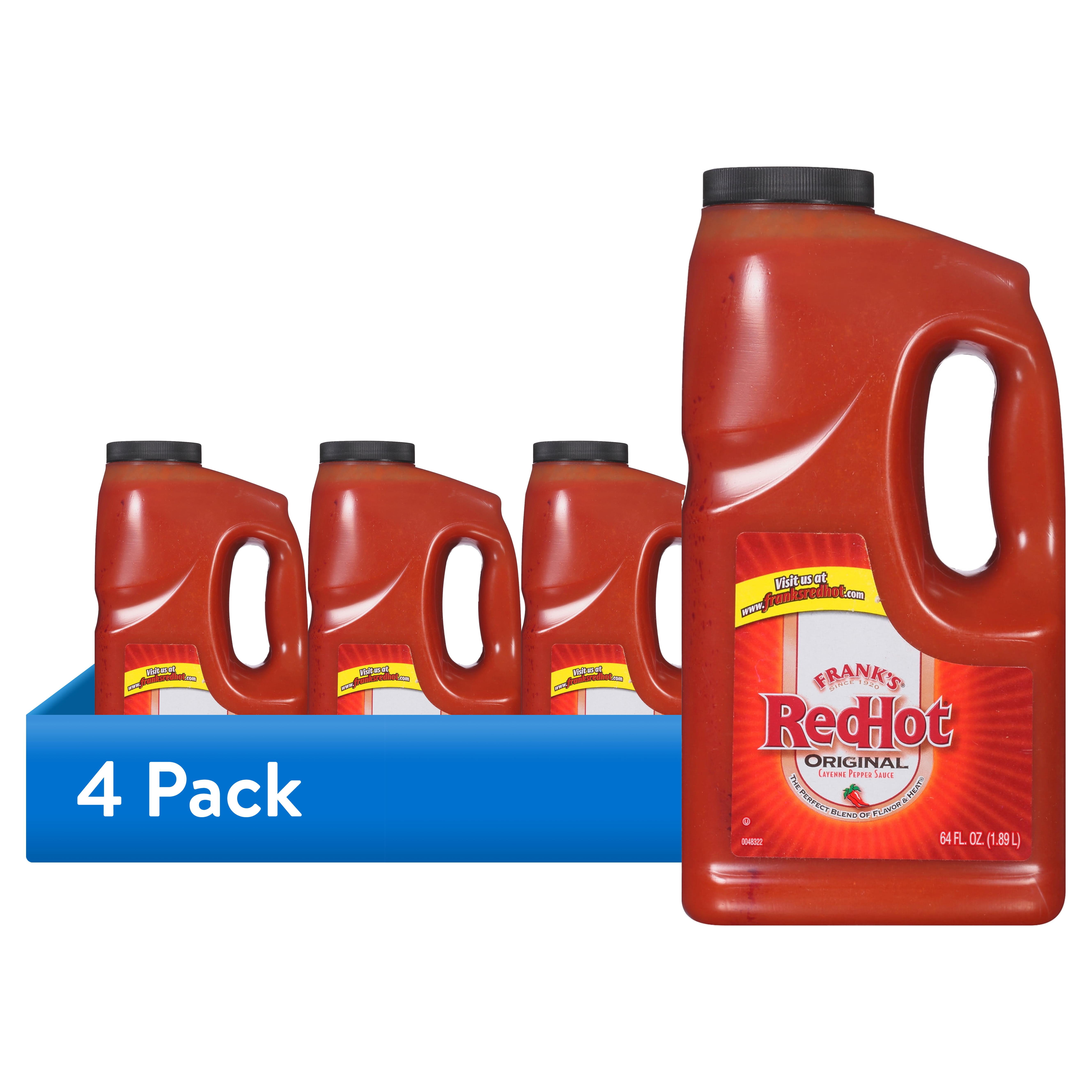 (4 pack) Frank's RedHot Kosher Original Cayenne Pepper Hot Sauce, 64.0 fl oz Jug