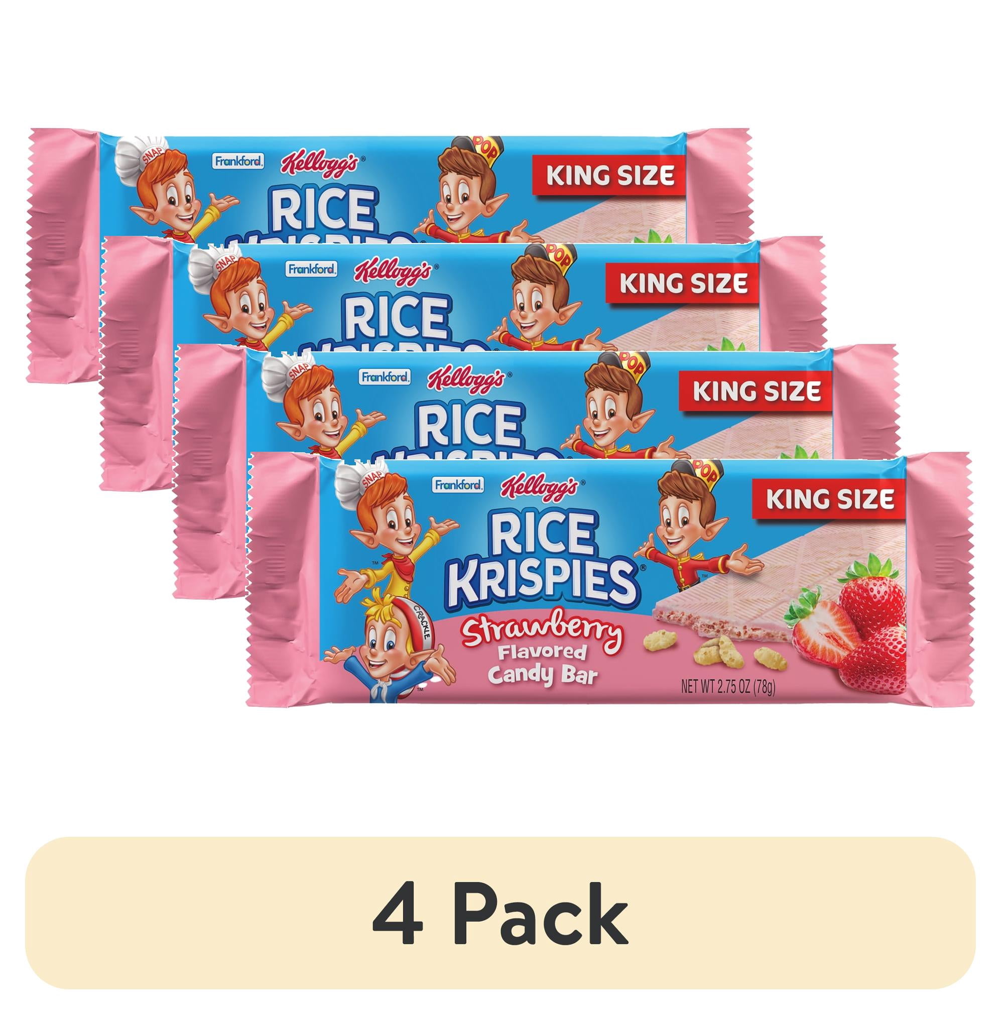 (4 pack) Frankford Kellogg's Rice Krispies Strawberry Candy Bar King Size 2.75oz