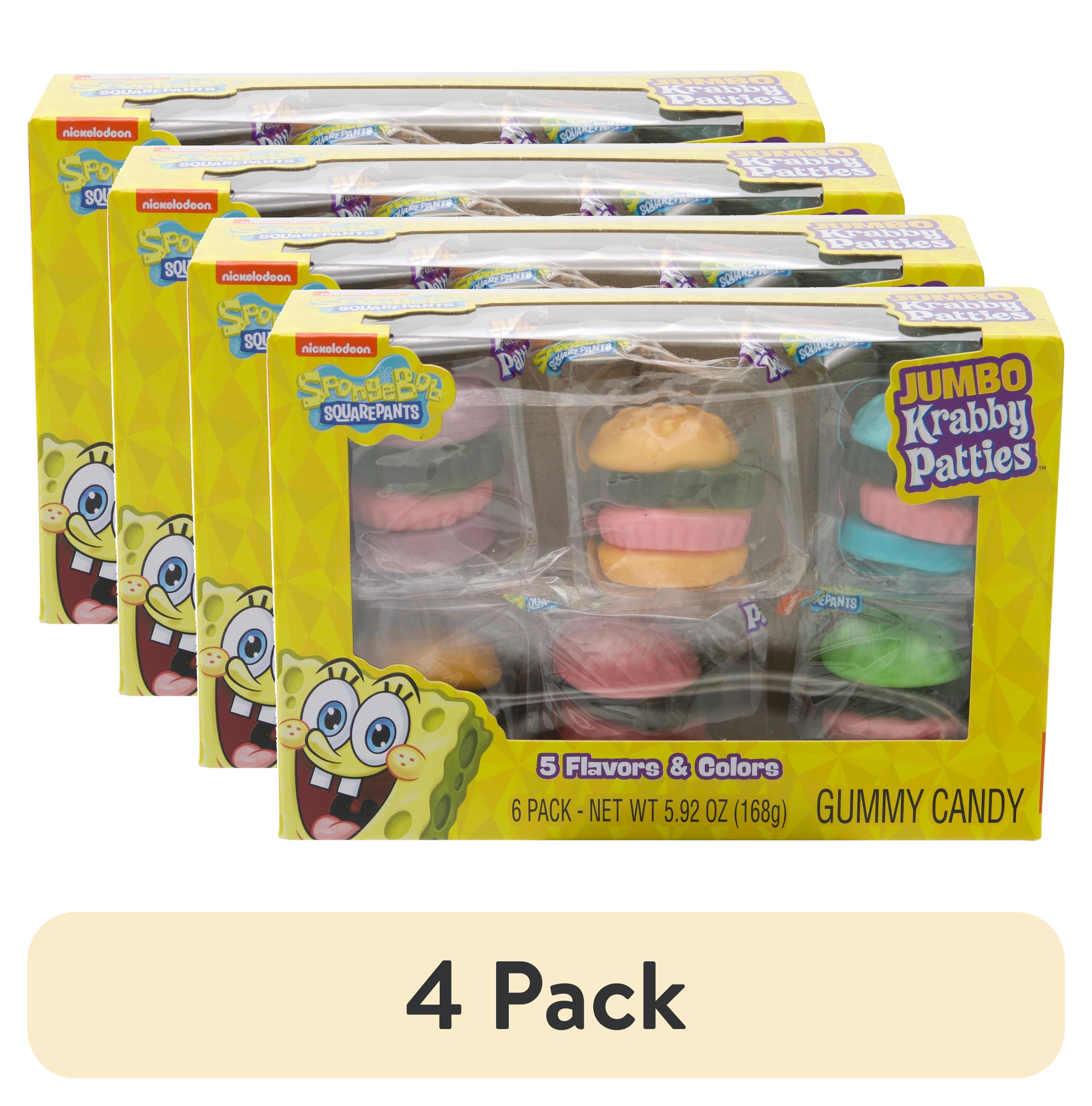 (4 pack) Frankford SpongeBob SquarePants Jumbo Krabby Patty Gummy Candy Assorted Fruit Flavor, Everyday, 5.92 oz