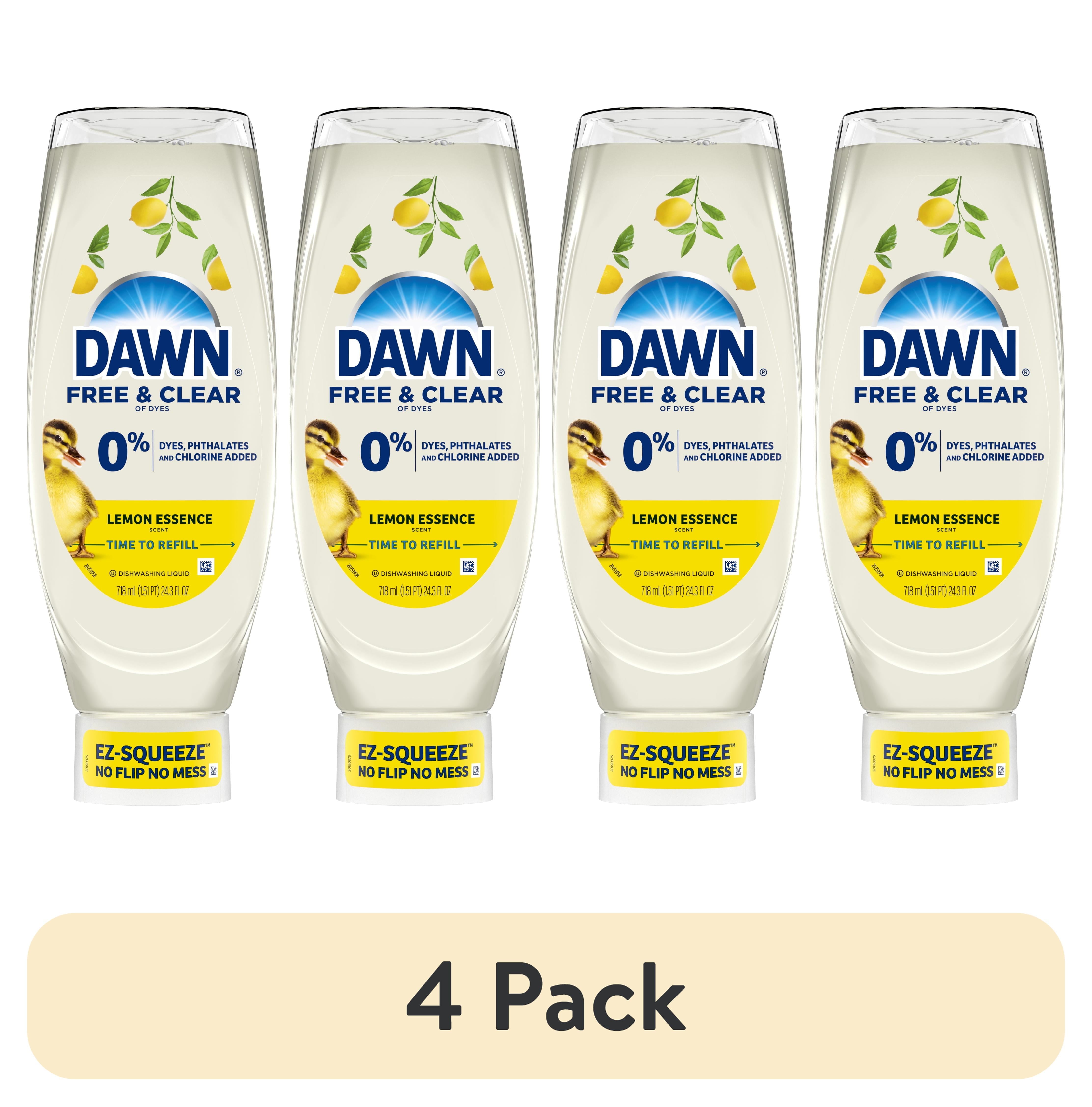 4 pack Free & Clear Squeeze Dish Soap Lemon 24.3 fl oz Free of Dyes No heavy perfumes Phosphate Free 50% Less Scrubbing