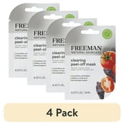 (4 pack) Freeman Natural Skincare Clearing Charcoal & Tomato Peel-off Facial Mask, for Acne, Clarifying