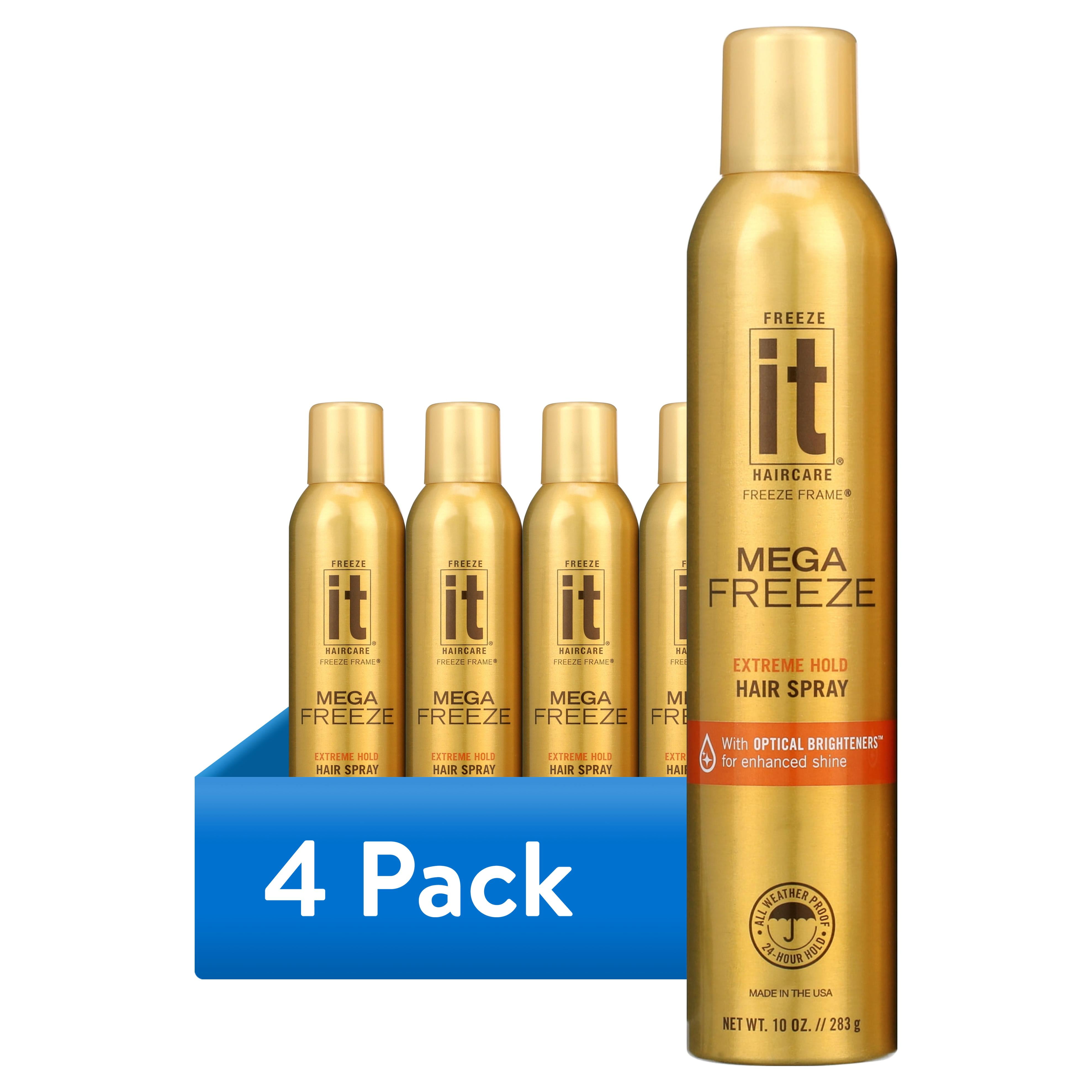 (4 pack) Freeze IT Mega Freeze Hair Spray, Extreme Hold,10 oz, 2 Count