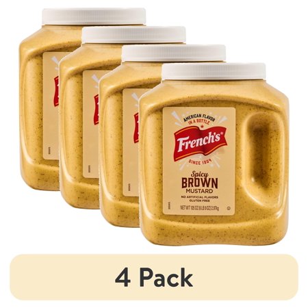 (4 pack) French's No Artificial Flavors Gluten Free Spicy Brown Mustard, 105.0 oz Cup