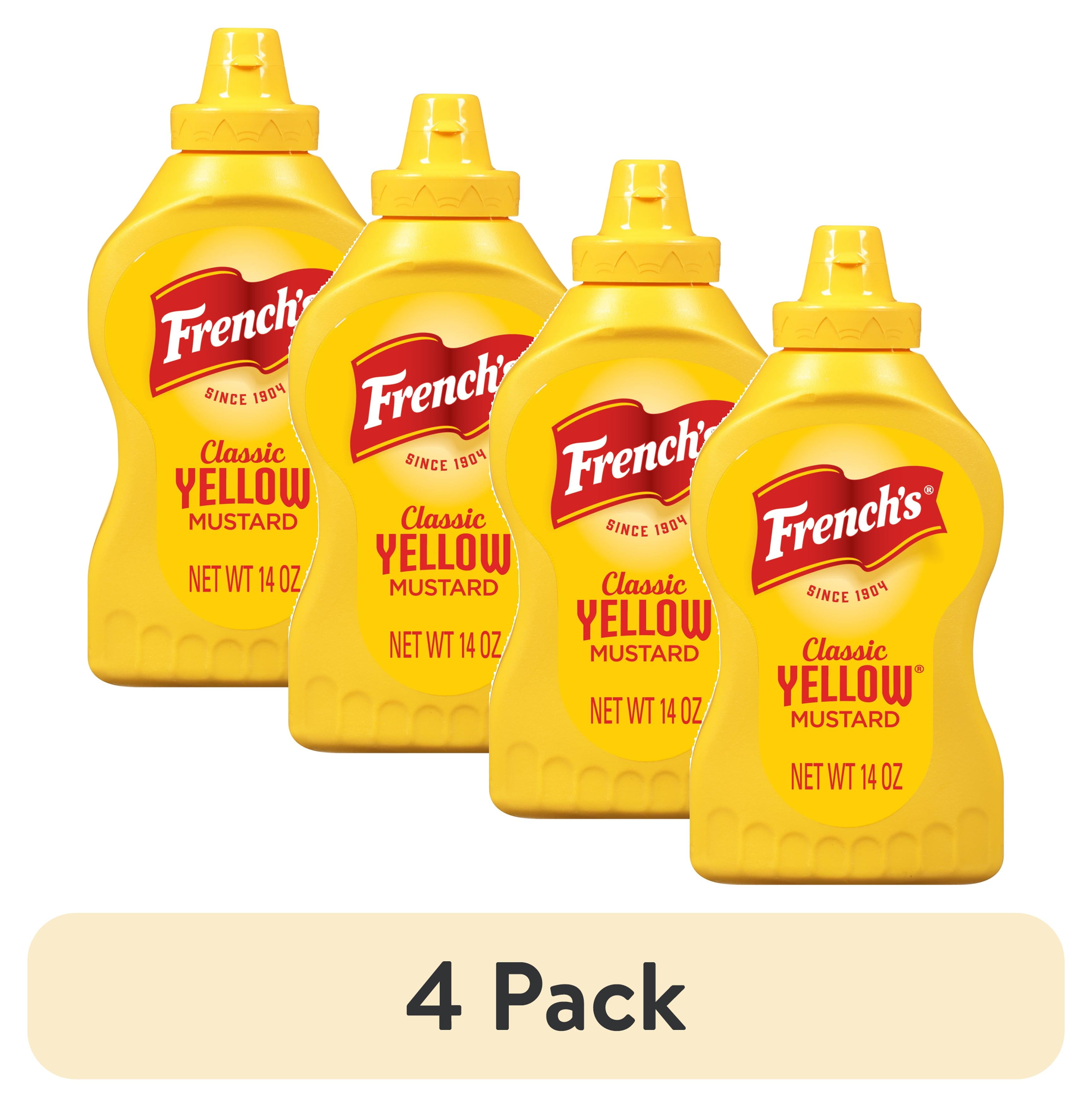 (4 pack) French's No Artificial Flavors Kosher Classic Yellow Mustard, 14 oz Bottle