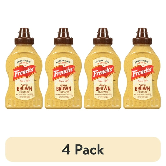 (4 pack) French's No Artificial Flavors Spicy Brown Mustard, 12.0 oz Bottle