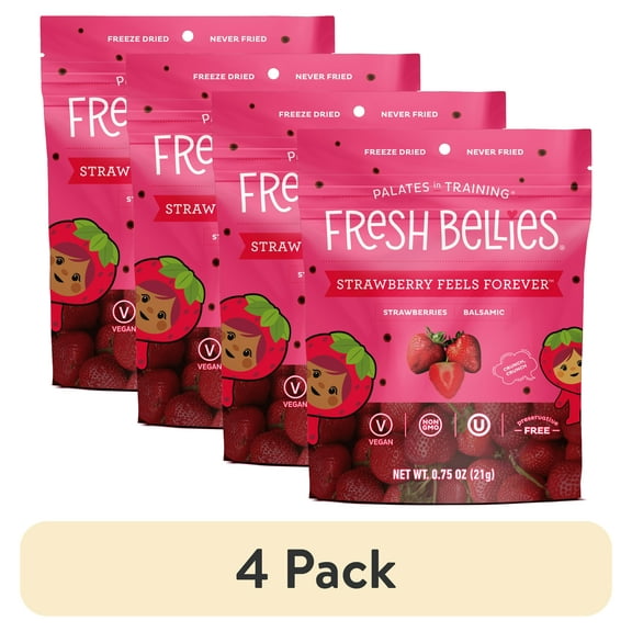 (4 pack) Fresh Bellies Toddler Treat, Strawberry Feels Forever, 0.75oz.
