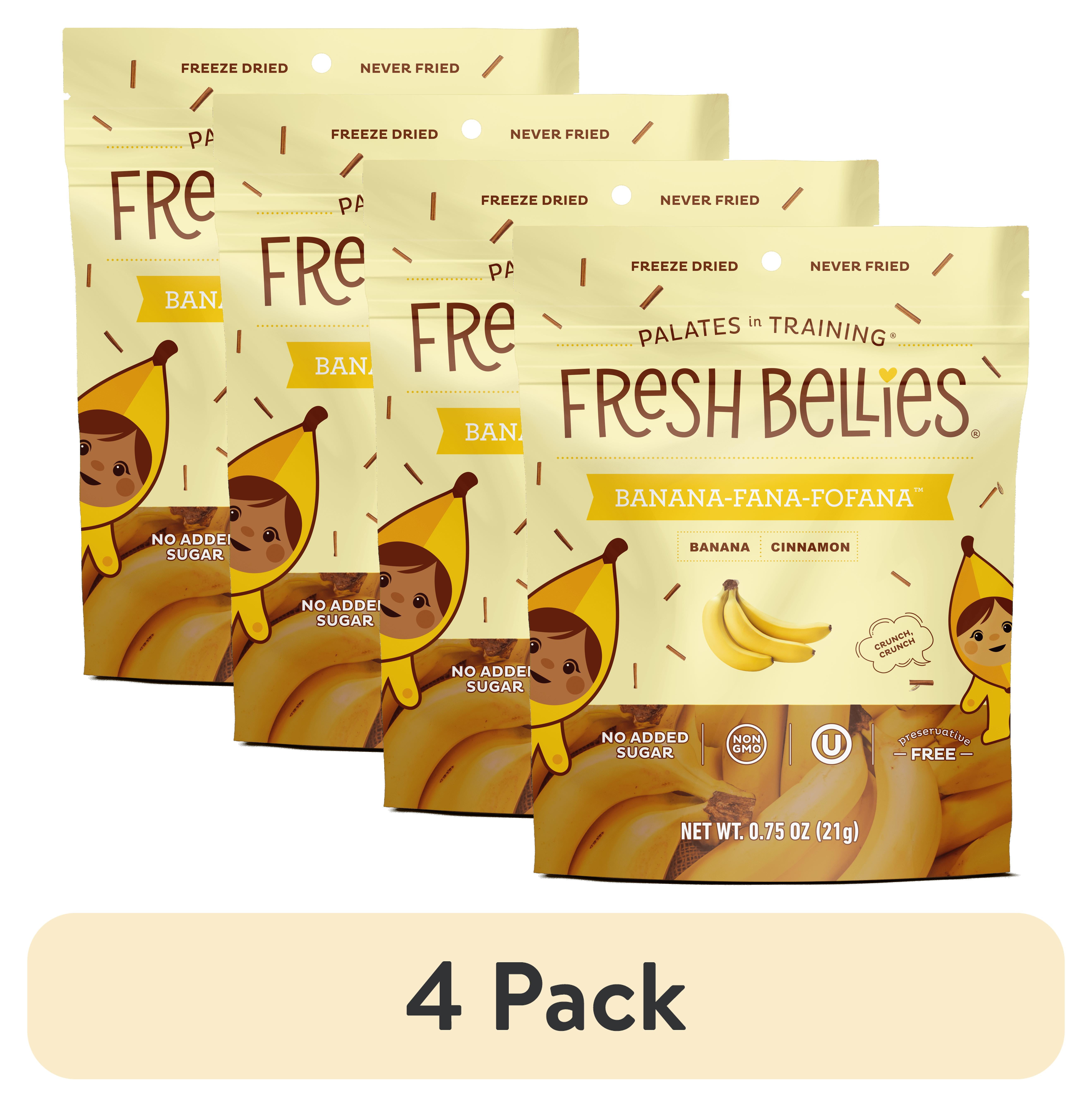 (4 pack) Fresh Bellies Banana-Fana-Fofana Freeze-Dried Toddler Snack, 0.75 oz, Resealable Pouch, 3 Ingredients, Vegan, Gluten-Free