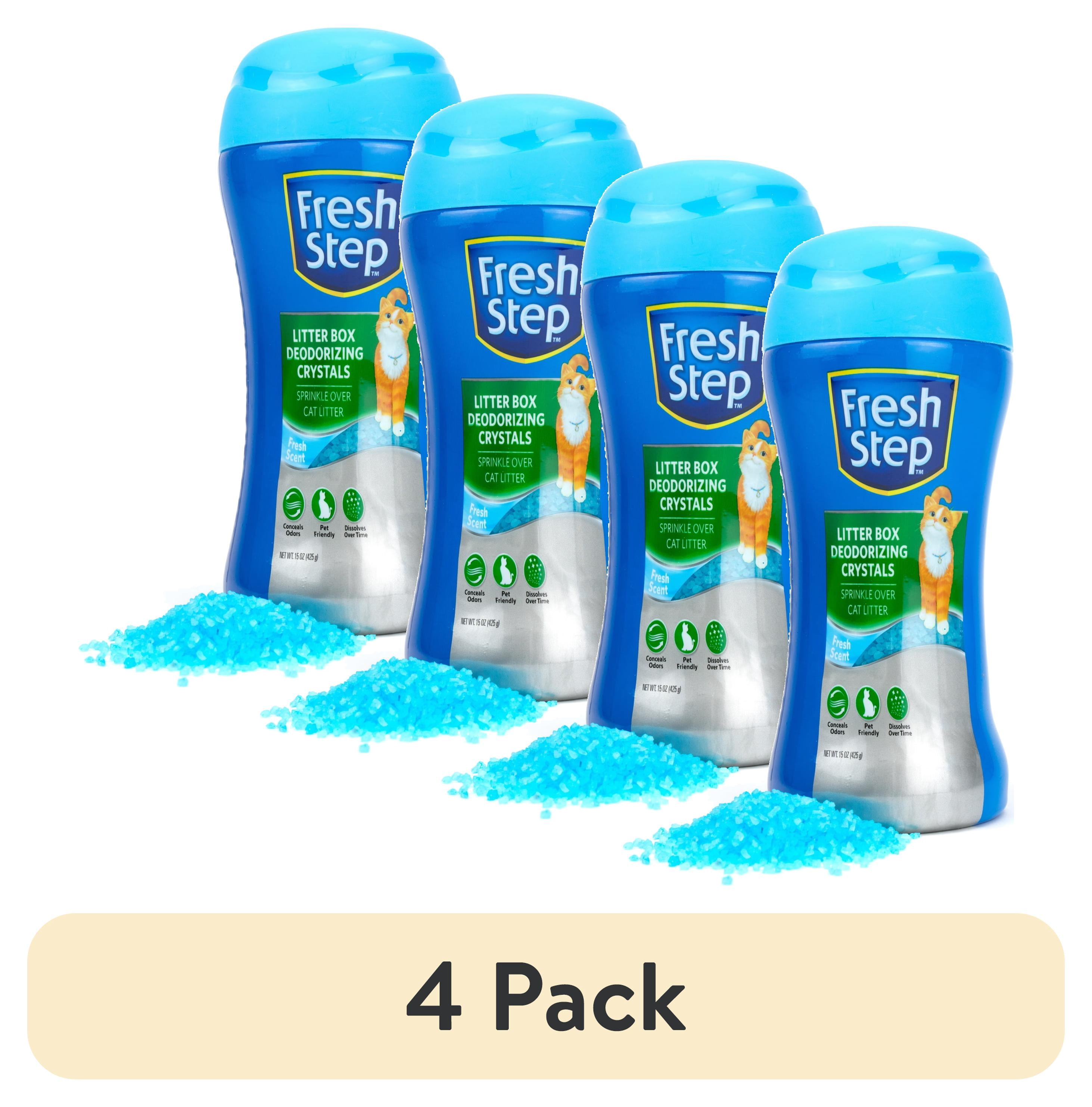 (4 pack) Fresh Step Cat Litter Box Deodorizing Crystals, Fresh Scent 15 oz