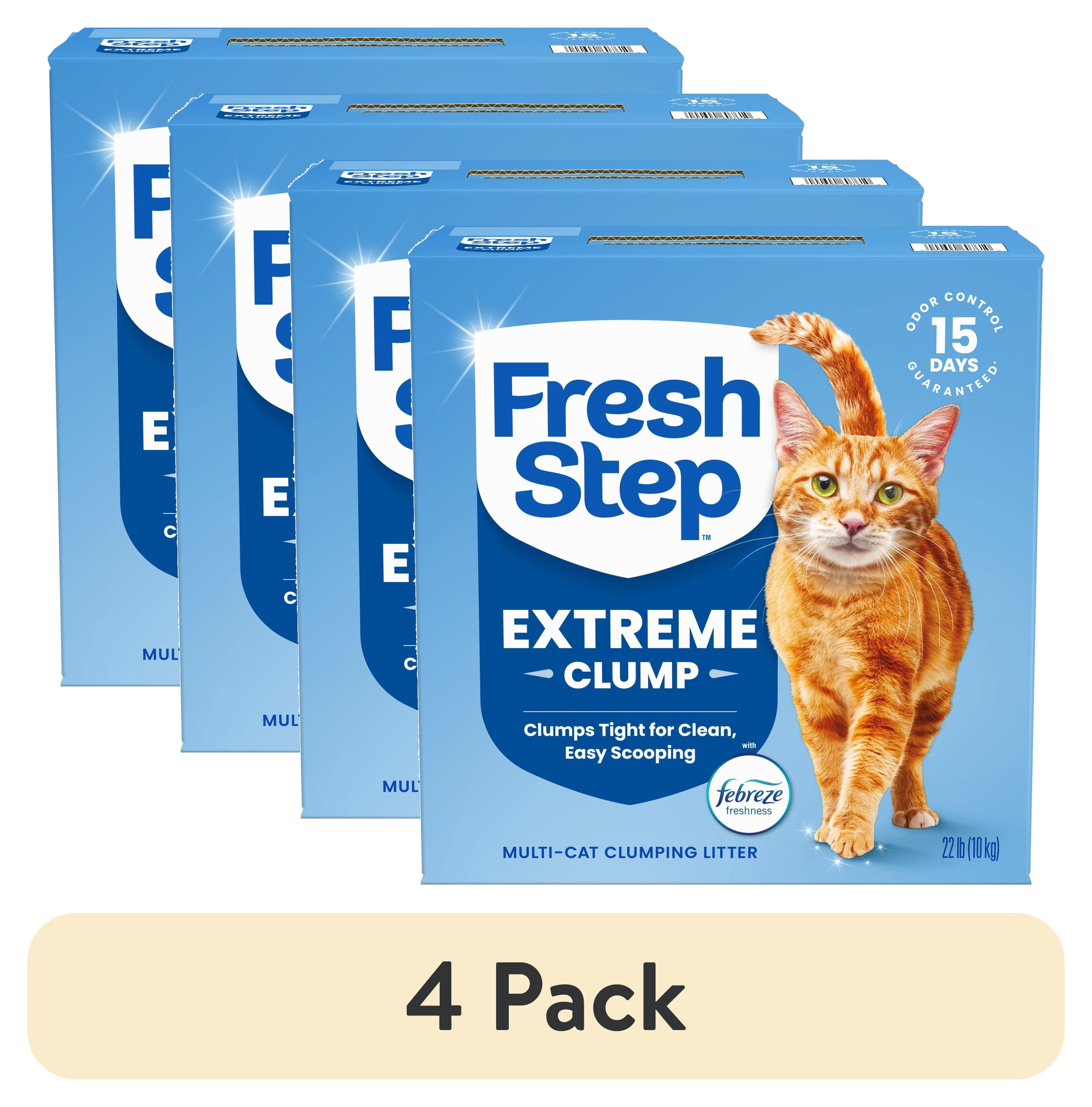 (4 pack) Fresh Step Extreme Clump Multi-Cat Clumping Cat Litter, Febreze Freshness Scent, 22 lb Box